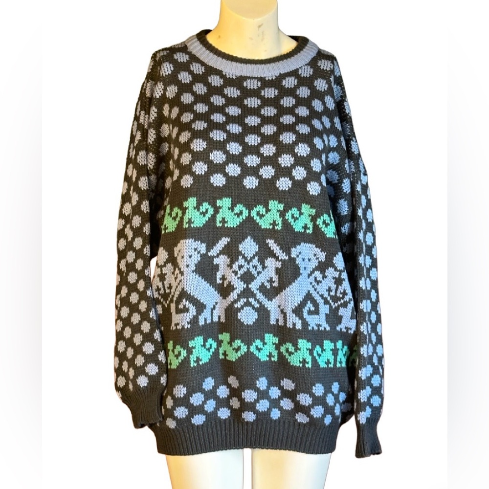 Vintage “Ice Fire International” Dog Pattern Knit